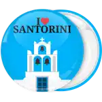 I Love Santorini horizontal badge button