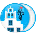I Love Santorini vertical badge button
