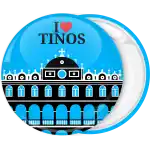 I Love Tinos church black badge button