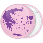 Κονκάρδα Ι Love GR χάρτης Ελλάδας ροζ