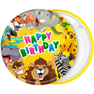 Κονκάρδα παιδικού πάρτυ ζώα της ζουγκλας Happy Birthday