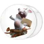 White badge button Rayman Raving Rabbids suitecase