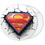 Superman classic white badge button broken
