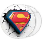 Superman classic white badge button broken 3D