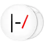 Twenty One Pilots logo white badge button