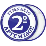 School badge button with blue circle and number
