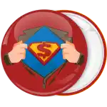 Superman dollar red badge button