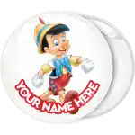 Pinocchio walking badge button