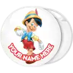 Pinocchio dancing badge button