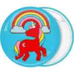 Blue Unicorn Rainbow kids party badge button