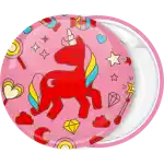 Unicorn kids party badge button