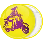 Woman with vespa Retro badge button