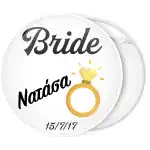 White Bachelorette badge button The Bride Ring