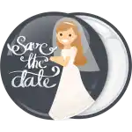Save the date Bride style badge button