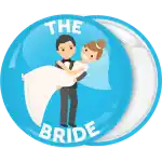 The Bride blue couple wedding badge button