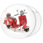Red vespa scooter Roma pin badge button