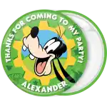 Goofy pin badge button