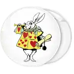 White Rabbit Courtier Hearts yellow pin badge button
