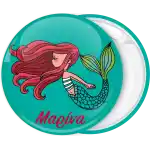 Mermaid pin badge button