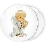 Angel harp pin badge button