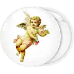 Angel with flowers pin badge button