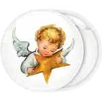 Angel with star pin badge button