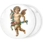 Angel with flowers pin badge button