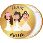 Team Bride gold pin badge button