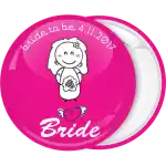 Bride Cartoon pink wedding badge button