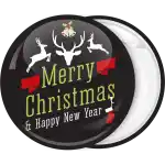Merry Christmas reindeer black badge button
