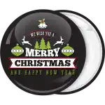 Merry Christmas bells and balls pin badge button