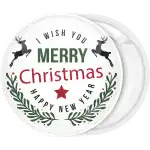 Merry Christmas crown pin badge button