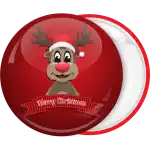 Merry Christmas reindeer red badge button