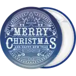 Merry Christmas lights blue pin badge button
