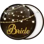 Bride lights wedding badge button