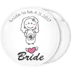 Bride Cartoon white wedding badge button