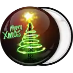Merry Xmas neon Christmas tree pin badge button