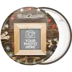 Photo booth Merry Christmas wood decoration pin badge button