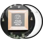 Photo booth snow black pin badge button