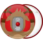 Xmas Photo booth reindeer pin badge button