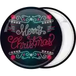 Merry Christmas neon lights pin badge button