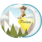 Kid in the mountain pin badge button