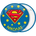 Super boy blue pin badge button