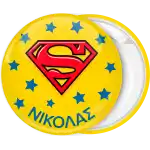 Super boy yellow pin badge button