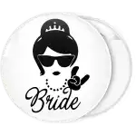 Bride rocks wedding badge button