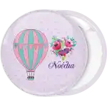 Christening air balloon girl badge button