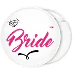 Bride ribbon wedding badge button
