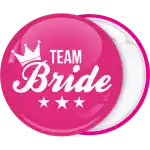Team Bride crown stars pink pin badge button