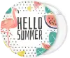 Hello Summer flamingo badge button 