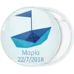 Paper boat pin badge button